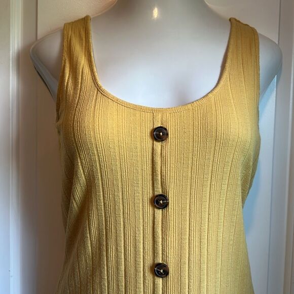 Maurices Mustard Button-Front Ribbed Tank Top - Picture 1 of 7